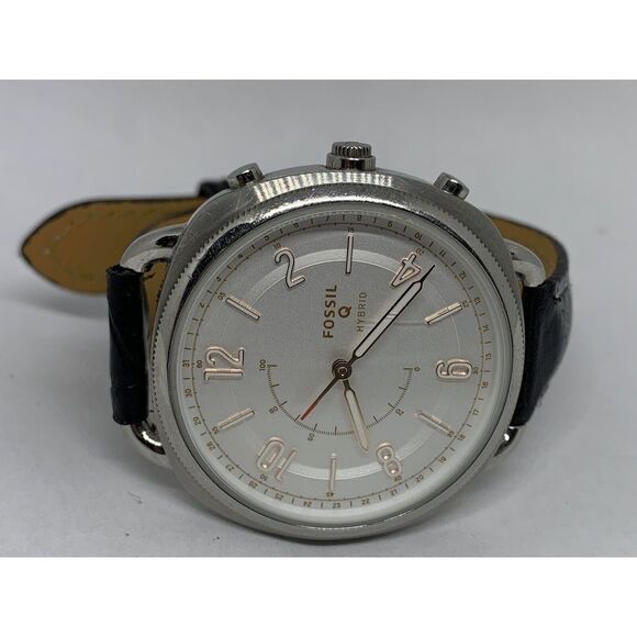 Fossil FTW1200 Women's Black Leather Analog Silver Dial Hybrid Smartwatch JD447 - Picture 5 of 11